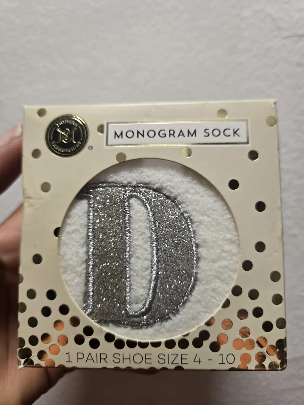 Expressions Monogram 'M' Socks - White with Silver Letter 6 Different For $60